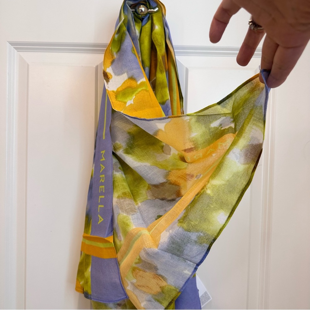 NWOT Marella by Max Mara Cotton Blend Shawl Scarf Size: 120cm* 120cm Spring - Picture 6 of 15